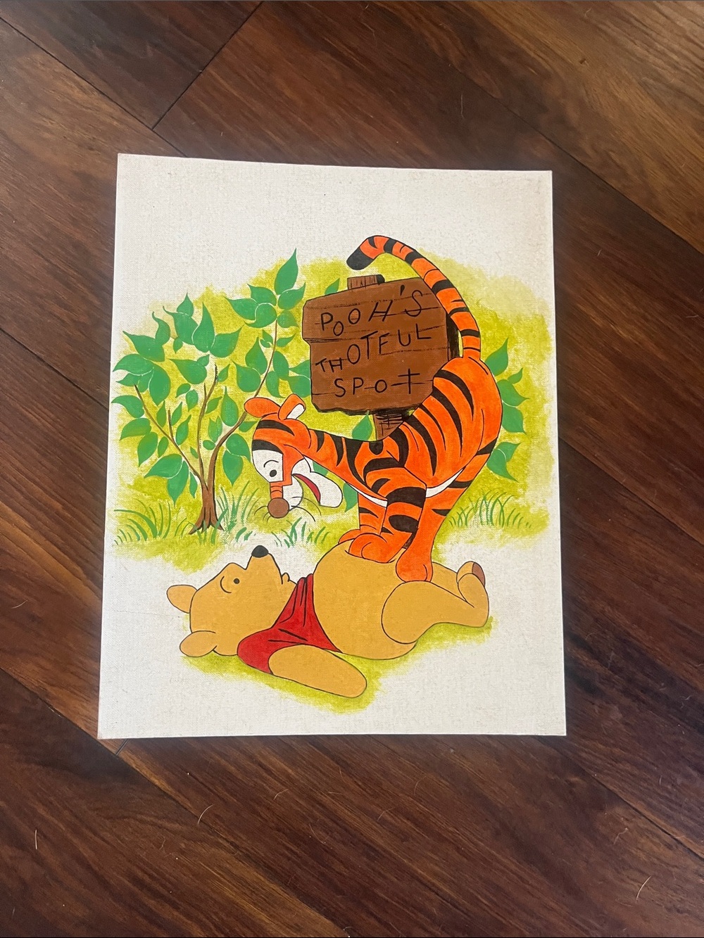 Vintage Disney Winnie the Pooh & Tigger Art - Orange, Yellow, Green, Red